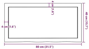 Ράφι Τοίχου 80x40x(2-4) εκ. από Ακατέργαστο Μασίφ Ξύλο Δρυός - Καφέ