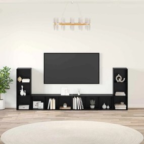 vidaXL Σετ επίπλου τηλεόρασης 4 pcs Μαύρη Οξυά Επεξεργασμένο Ξύλο
