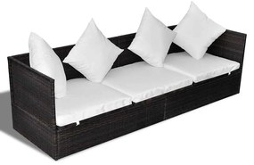 vidaXL Ξαπλώστρα Καφέ 200 x 60 x 58 εκ. συνθετικό ρατάν