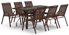 vidaXL Σετ Τραπεζαρίας Κήπου 7 Τεμαχίων Καφέ/Μαύρο