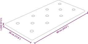 vidaXL Κεφαλάρι Τοίχου 12 pcs Καφέ 60 x 30 cm Τεχνητό Δέρμα