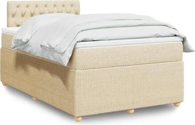 vidaXL Κρεβάτι Boxspring με Στρώμα Κρεμ 120x200 εκ. Υφασμάτινο