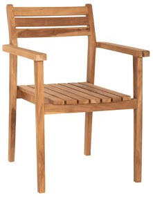 ARMCHAIR ERIETTA  TEAK WOOD IN NATURAL COLOR STACKABLE 60x54x87Hcm.