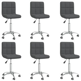 Καρέκλες Τραπεζαρίας Περιστρεφόμενες 6 τεμ Σκ. Γκρι Υφασμάτινες - Γκρι