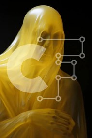 Intra Συλλεκτικό Ξύλινο Παζλ Plywood  4mm - Άγνωστο κίτρινο άγαλμα σε μαύρο φόντο Σε Ξύλινο Κουτί - Διαστάσεις Puzzle: 10x10 cm – 25 κομμάτια