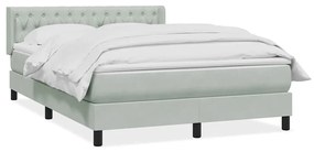 Κρεβάτι Boxspring με Στρώμα Ανοιχτό Γκρι 140x210 εκ. Βελούδινο - Γκρι