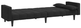 vidaXL Καναπές Κρεβάτι Διθέσιος Μαύρος Βελούδινος με 2 Μαξιλάρια