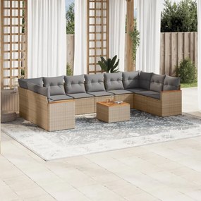 vidaXL Patio Sofa Set 10-θέσια Mix Beige