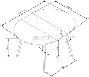 Ruby Ανοιγόμενο Τραπέζι Λευκό 102-142x102x73