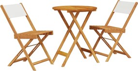vidaXL Σετ Επίπλων Bistro 3 τεμ. Κρεμ Ύφασμα/Μασίφ Πεύκου