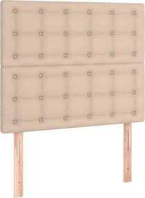 vidaXL Κρεβάτι Boxspring με Στρώμα Καπουτσίνο 90x200εκ.από Συνθ. Δέρμα