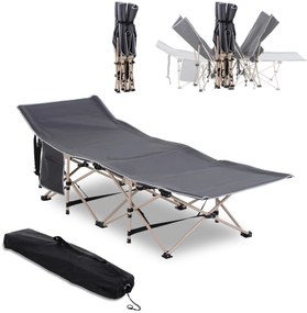 Outsunny Στρατιωτικό κρεβάτι, κρεβάτι κάμπινγκ, πτυσσόμενο, ανθεκτικό στις καιρικές συνθήκες, με τσάντα μεταφοράς, 190 x 68 x 52 cm, Γκρι