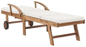 vidaXL Ξαπλώστρες Κρεμ από Μασίφ Ξύλο Teak με 2 τεμ. Μαξιλάρια