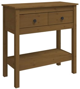 vidaXL Τραπέζι Κονσόλα Καφέ Μελί 75 x 35 x 75 εκ. Μασίφ Ξύλο Πεύκου