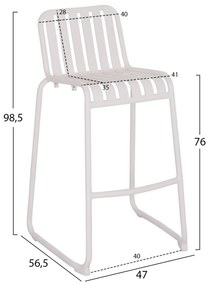 Σκαμπό μπαρ RACHEL Αλουμινίου σε Λευκό 47x56,5x98,5Υεκ. 47x56.5x98.5 εκ.