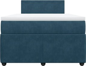 vidaXL Κρεβάτι Boxspring με Στρώμα Μπλε 120x190 εκ. Βελούδινο