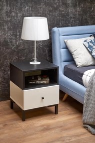 SILVIA bedside table, white - black DIOMMI V-PL-SILVIA-SZAFKA_N-BIAŁY/CZARNY