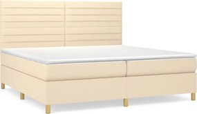 vidaXL Κρεβάτι Boxspring με Στρώμα Κρεμ 200x200 εκ. Υφασμάτινο