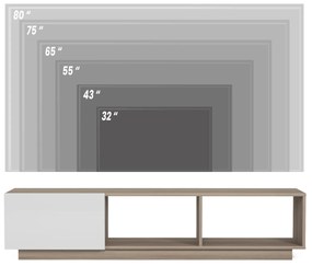 Έπιπλο Τηλεόρασης BRIGANTIA Λευκό/Φυσικό Μοριοσανίδα/Μελαμίνη 180x35x42cm