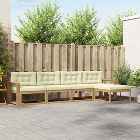 vidaXL Σειρά Καναπέ Εξωτερικού 4 pcs Λευκό και Κρεμ Πολυεστέρας