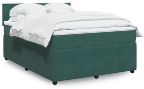 Κρεβάτι Boxspring με Στρώμα Σκούρο Πράσινο 140x200εκ. Βελούδινο - Πράσινο