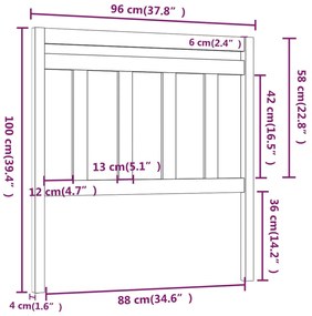 vidaXL Κεφαλάρι Κρεβατιού 96 x 4x 100 εκ. από Μασίφ Ξύλο Πεύκου