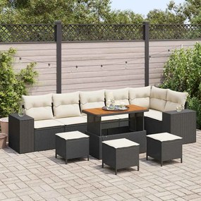 vidaXL Σετ Καναπέ Κήπου 10 pcs Μαύρο συνθετικό ρατάν