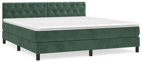 Κρεβάτι Boxspring με Στρώμα Σκούρο Πράσινο 160x200εκ. Βελούδινο - Πράσινο