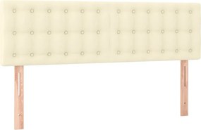 vidaXL Κρεβάτι Boxspring με Στρώμα &amp; LED Κρεμ 140x200 εκ. Συνθ. Δέρμα