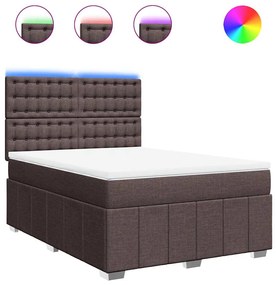 Κρεβάτι Boxspring με Στρώμα Σκούρο Καφέ 140x190 εκ. Υφασμάτινο 3293980