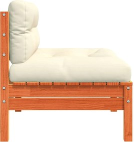 vidaXL Καναπέδες Κήπου Χωρίς Μπράτσα 2 τεμ. Καφέ Μασίφ Πεύκο+Μαξιλάρια