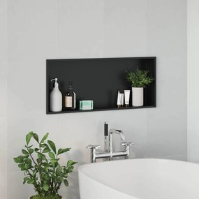 vidaXL Νίτσα Μπάνιου Μαύρο 75 x 30 x 9.5 εκ. Ανοξείδωτο ατσάλι