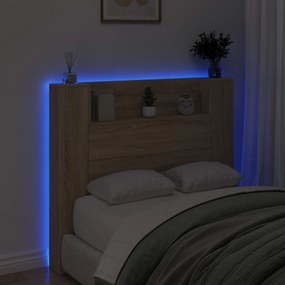 vidaXL Κεφαλάρι Ντουλάπι με LED με ράφι Σονόμα 120 x 16,5 x 103,5 cm
