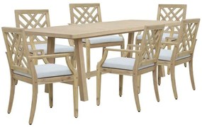 Τραπεζαρία Poza-Bolen (Σετ 7Τμχ) 228-000051 230x100x75cm Natural-Beige 6 Θέσεων