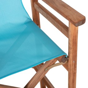 Σκαμπό Σκηνοθέτη Καρύδι με Μαξιλάρι PVC Γαλάζιο 58x58x118 Υ Εκ.