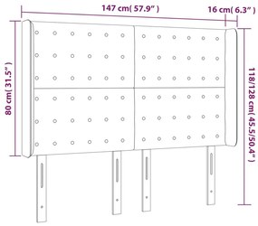 Κεφαλάρι Κρεβατιού LED Γκρι 147x16x118/128 εκ. Συνθετ. Δέρμα - Γκρι
