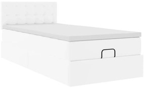 vidaXL Οθωμανικό κρεβάτι με στρώμα Λευκό 100x200cm Faux Leather