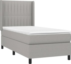 vidaXL Κρεβάτι Boxspring με Στρώμα Ανοιχτό Γκρι 80x200 εκ. Υφασμάτινο
