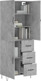vidaXL Ντουλάπι Γκρι Σκυροδέματος 69,5x34x180 εκ. Επεξεργασμένο Ξύλο