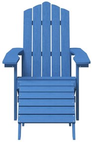 Καρέκλες Κήπου Adirondack με Υποπόδιο &amp; Τραπεζάκι Γαλάζιο HDPE - Μπλε