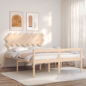 Κρεβάτι Ηλικιωμένου με Κεφαλάρι 140 x 200 εκ. από Μασίφ Ξύλο - Καφέ