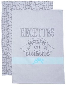 Ποτηρόπανα Ζακάρ 31 Σετ 2τμχ Grey Viopros 50x70cm 100% Cotton