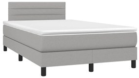 vidaXL Κρεβάτι Boxspring με Στρώμα Ανοιχτό Γκρι 120x190 εκ. Υφασμάτινο