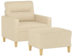 vidaXL Πολυθρόνα Κρεμ 60 εκ. Υφασμάτινη με Υποπόδιο