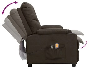 vidaXL Πολυθρόνα Μασάζ Ηλεκτρική Σκούρο Καφέ Υφασμάτινη