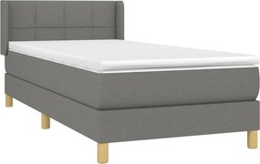 vidaXL Κρεβάτι Boxspring με Στρώμα Σκούρο Γκρι 90x200 εκ. Υφασμάτινο