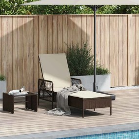 vidaXL Ξαπλώστρα Καφέ και Κρέμα Λευκό 55 x 200 x 92 εκ.