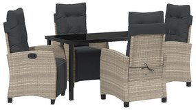 vidaXL 5 κομμάτια ΣΕΤ DINING ΓΙΑ ΤΟΝ ΚΗΠΟ Ανοιχτό Γκρίζο Πολυ Ρατάν