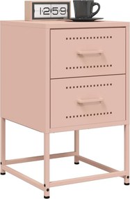 vidaXL Κομοδίνο Ροζ 36x39x60,5 εκ. από Χάλυβα