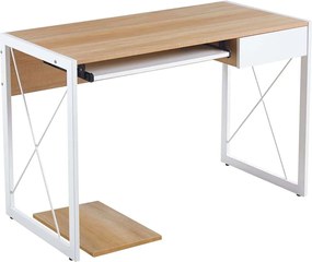 UNIT Γραφείο Η/Υ, Μέταλλο Βαφή Άσπρο, Melamine Απόχρωση Sonoma   1τμχ